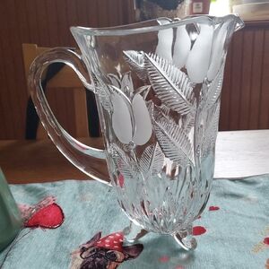 Crystal Etched Pitcher Fifth Avenue